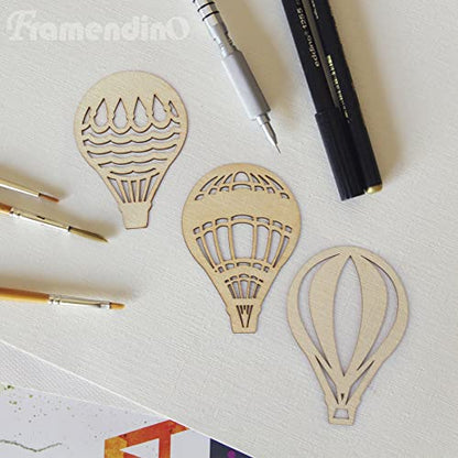 Framendino, 30 Pack Unfinished Wooden Cutouts Hot Air Balloon Shape Wood Pieces Balloon Cutout for DIY Craft Home Decoration - WoodArtSupply