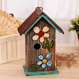 Topadorn Bird House Wooden Carved Floral Birdhouse with Hoop Hanging Birdhouse for Garden Yard Porch Decoration,11 Inch Topadorn