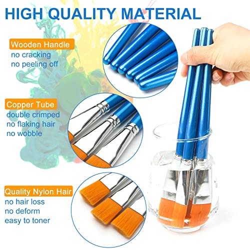GACDR 1 inch Flat Paint Brushes for Acrylic Painting,12 Pieces Large Synthetic Paint Brushes Bulk with Wooden Handle for Acrylic, Watercolor, Oil, GACDR