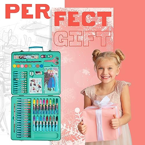 Disney Frozen Kids Art Set 40 Plus Pieces Kids Colouring Sets Paints Colouring Pencils Markers Crayons Gifts for Girls (Blue/Multi) Disney