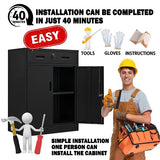 TaskStorz Metal Garage Storage Cabinets，Metal File Cabinet with 1 Locking Drawers, Lockable Storage Cabinets for Office, Home, Garage, Warehouse TaskStorz