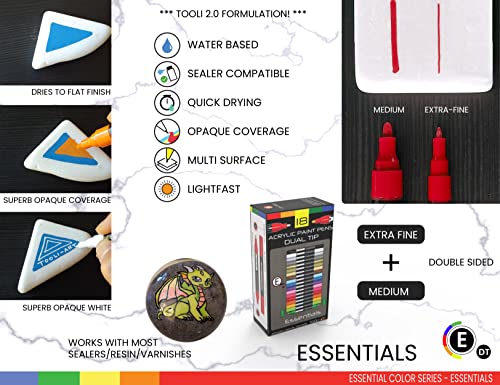 Acrylic Markers, Paint Pens Assorted Vibrant Markers for Rock Painting, Canvas, Glass, Mugs, Wood, Ceramic, Fabric, Metal, Scrapbooking. Non Toxic, TOOLI-ART