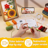 IMZAY Sunflower Crochet Kit with Photo Frame, Sunflower Knitting Weaving Set with Yarn, Hooks, Instruction, Stitching Markers, Fiber Fill, Floral IMZAY