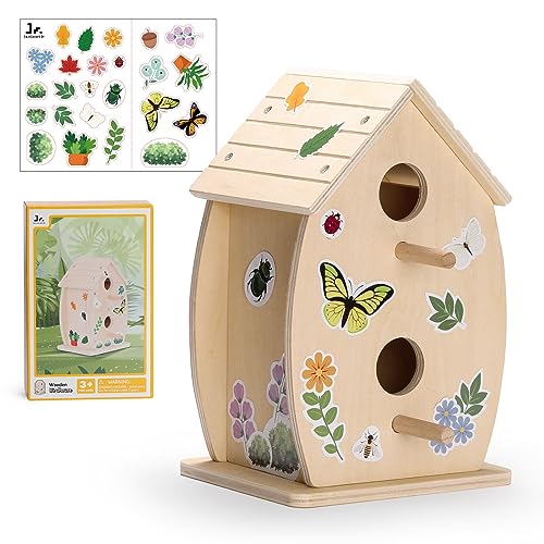 SainSmart Jr. Bird House Kit for Kids to Build and Paint - Art Craft Wooden Toys - Unfinished Wood Crafts with Stickers - Woodworking Crafts for - WoodArtSupply