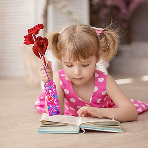 36 Sets Valentine Decorations DIY Bookmarks Valentine Craft Kit Blank Foam Bookmarks with Assorted Smile Face Hearts Owl Alphabets Stickers for Kids Winlyn