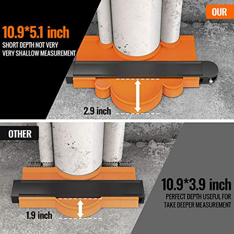 Contour Gauge Duplicator with Lock, 2 Pack Widen Shape Contour Duplication Gauge Profile Tool (5" & 10"), Precisely Copy Irregular Shape Instant EFFECTEER