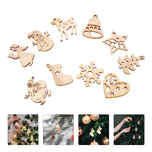 EXCEART Christmas Decorations 100 Pcs Christmas Wooden Ornaments Unfinished Wood Slices Christmas Tree Hanging Decor for DIY Crafts Christmas Holiday