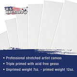 U.S. Art Supply Professional Quality Stretched Canvas, Multipack of 10 Medium Sizes, 2 Each 5x7, 8x10, 11x14, 12x16, 16x20 Inches - 12-Ounce Primed, U.S. Art Supply