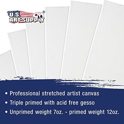 U.S. Art Supply Professional Quality Stretched Canvas, Multipack of 10 Medium Sizes, 2 Each 5x7, 8x10, 11x14, 12x16, 16x20 Inches - 12-Ounce Primed, - WoodArtSupply