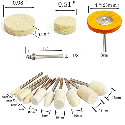 78 Pcs Polishing Buffing Wheel Set for Dremel Polishing Kit Felt Wool Cotton 1/8inch Shank Pad Rotary Tool Accessories IELEK