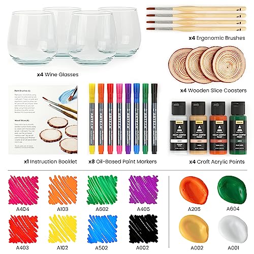 ARTEZA Wine Glass Coaster Painting Experience Box, DIY Craft Kit for Group Activities, Parties, Home Decor Projects, Art Set, Craft Supplies for ARTEZA