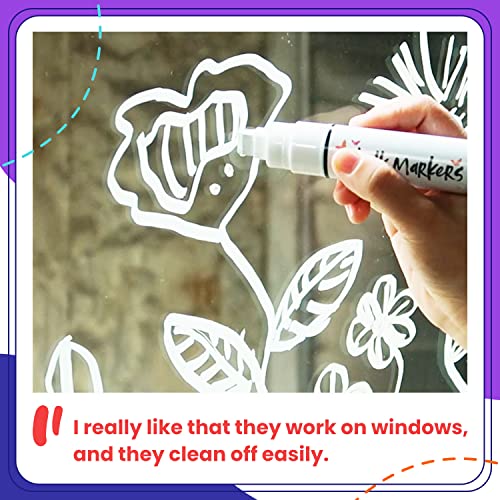 White Jumbo Chalk Markers - 15mm Window Markers | Pack of 2 White pens - Use on Cars, Chalkboard, Whiteboard, Blackboard, Glass, Bistro | Loved by Chalkola