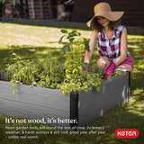 Keter 48" X 48" inches Wood Look Raised Garden Bed, Durable Outdoor Planter for Vegetables, Flowers, Herbs, and Succulents, Grey Keter