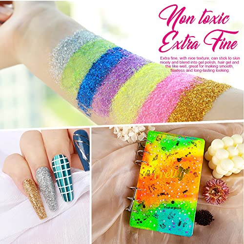 Teenitor 48 Colors Glitter Set, Fine Glitter for Resin, Arts and Craft Supplies Glitter, Festival Glitter Makeup Glitter, Cosmetic Glitter for Body - WoodArtSupply