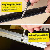 Hiboom 2 Pack Solid Carpenter Pencil with 14 Refill, Long Nosed Deep Hole Mechanical Marker Built-in Sharpener for Woodworking Architect Fathers Day Hiboom