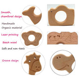 Nature Baby Teething Toys 11pc Wooden Teether Montessori Toys Wood Teether Rings Organic Infant Teether Handmade Pendant Set Shower Gift (Type 1) Alenybeby