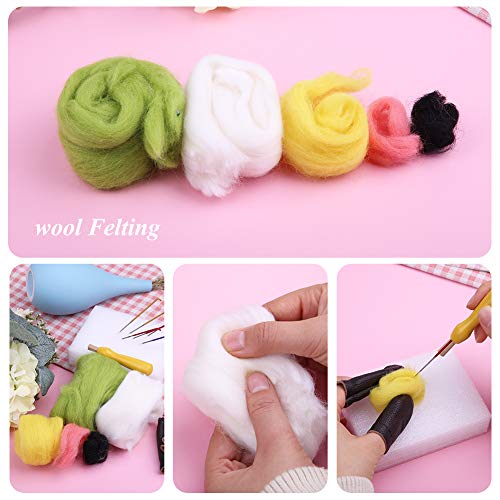 BAGERLA Needle Felting Kits for Beginners, Needle Felting Supplies Kits with Tools, Felting Foam Mat, Colorful Wool, Felting Kit for DIY Handcraft - WoodArtSupply