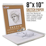 U.S. Art Supply 8" x 10" Top Spiral Bound Sketch Book Pad, Pack of 2, 100 Sheets Each, 60lb (100gsm) - Artist Sketching Drawing Pad, Acid-Free - U.S. Art Supply