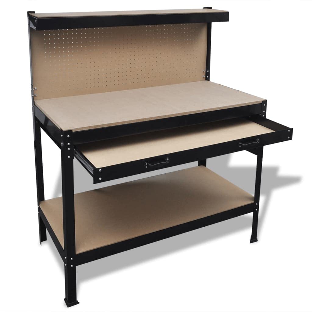 GOLINPEILO Workbench with a Large Drawer and a Pegboard, Garage Worktable Heavy-Duty Workstation for Workshop, Garage, Office, Home 45.3" x 21.7" x GOLINPEILO