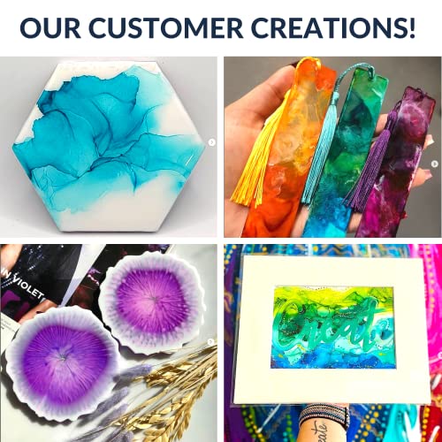 Alcohol Ink Set - New Improved Formula - 24 Highly Saturated Alcohol Inks - Fast-Drying and Permanent Inks - Versatile Alcohol Ink for Epoxy Resin, Piccassio