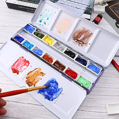 LOONENG Empty Watercolor Palette, Empty Watercolor Tin with Fold