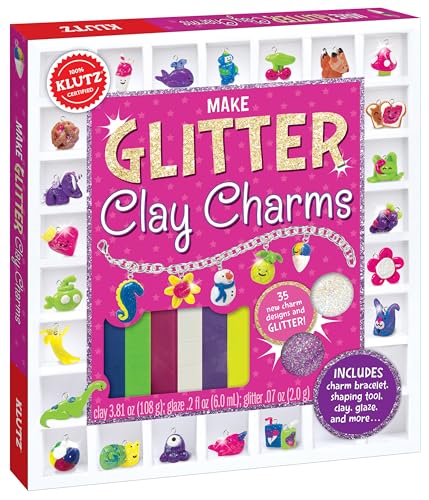 Klutz Make Glitter Clay Charms Craft Kit, 8" Length x 1.25" Width x 9" Height - WoodArtSupply