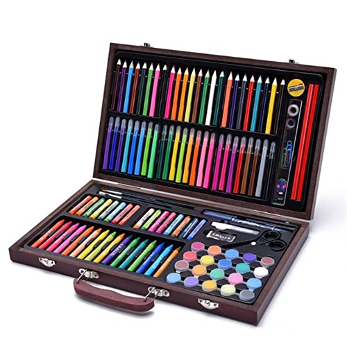 SMSOM Art Supplies, Wooden Art Set Crafts Drawing Painting Kit, Portable Art Case Art Kit Includes Oil Pastels, Crayons, Colored Pencils, Gift for - WoodArtSupply