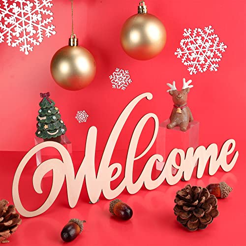Joyavo Welcome Hello Unfinished Wooden Letters Sign Wood Cutout Signs for Wreath Blank Decorative Word Signs for Crafts/Painting/Wall Decor/Letter Joyavo