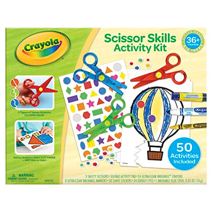 Crayola Toddler Scissor Skills Activity Kit, 3 Count Safety Scissors and Craft Supplies, Gift for Kids, Ages 3, 4, 5 - WoodArtSupply