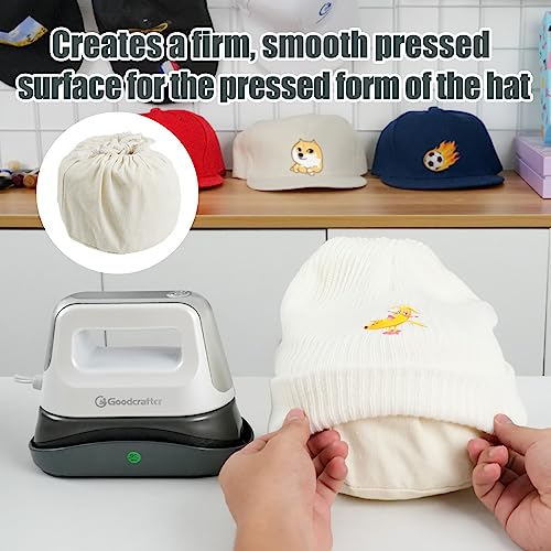 Goodcrafter Hat Press 6.3"x3.3" Hat Heat Press Machine for Caps,Curved,Ceramic-Coated Heat Plate, Easy Temperature Control with Safety Base & Goodcrafter