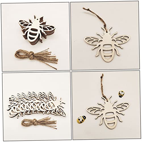 Gogogmee 20pcs Wooden Pendant Wooden Beehive Ornament bee Hanging Decoration Unfinished Wood Ornament Wooden Beehive Cutout Wood Table Scatter Wood Gogogmee