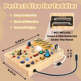 Joyreal Montessori Busy Board Wooden Sensory Toys for Toddler with LED Light Up Switch, Baby Fidget Board Travel Toys for 18+ Months, Boys Girls Joyreal