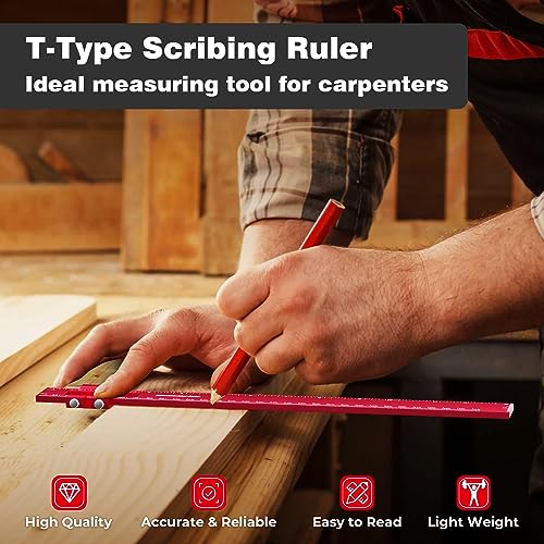 Woodworking Ruler 3Pcs 6/8/12 Inch Slide Rule Precision Ruler Woodworking Tools Adjustable Metal Aluminum Marking Gauge Pocket Ruler Scribing