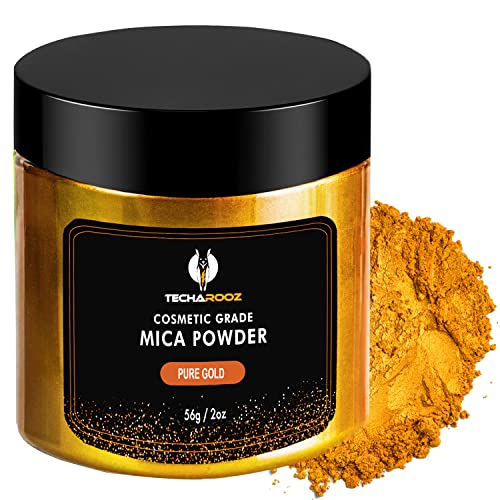 Pure Gold MICA Powder for EPOXY Resin 56G / 2OZ. JAR - TECHAROOZ 2 Tone Resin DYE Color Pigment Powder for Lip Gloss, Nails, Colorant for Slime Bath - WoodArtSupply