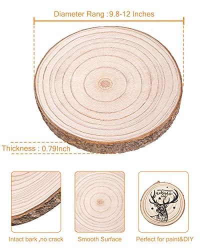 Wood Slices 4 Pcs 9.8-12Inch Large Wood Rounds Unfinished Wood Circles Natural Wood Slices for Centerpieces/Table