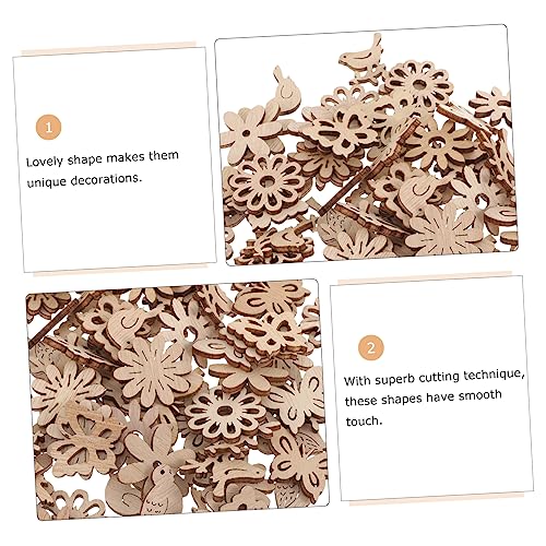 Anneome 100pcs Pieces Wood Cutouts to Paint Wood Beads for Crafts Unfinished Wood Cutouts DIY Christmas Ornaments Wood Bird Flowers Shaped Wood Craft Anneome