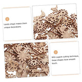 Anneome 100pcs Pieces Wood Cutouts to Paint Wood Beads for Crafts Unfinished Wood Cutouts DIY Christmas Ornaments Wood Bird Flowers Shaped Wood Craft Anneome