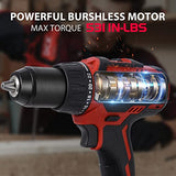 DCK Brushless Cordless Drill Set, 20V Max Electric Drill with 4.0Ah Battery 531in.lbs, 1/2Inch Keyless All-Metal Chuck, 2 Variable Speeds, Power DCK
