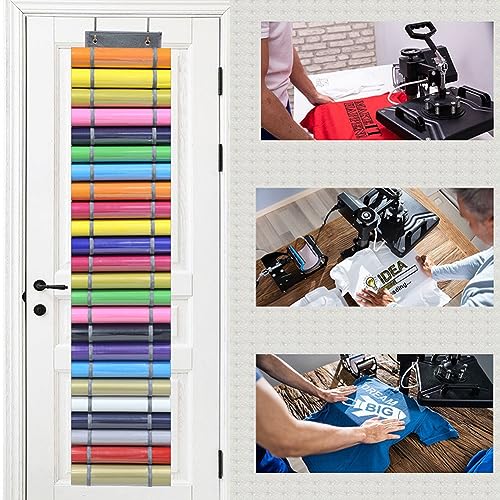 Chemlliy Vinyl Roll Holder 12 Compartments Vinyl Storage Organizer Hanging Vinyl Storage Rack Craft Vinyl Roll Organizer Wall Mount - WoodArtSupply