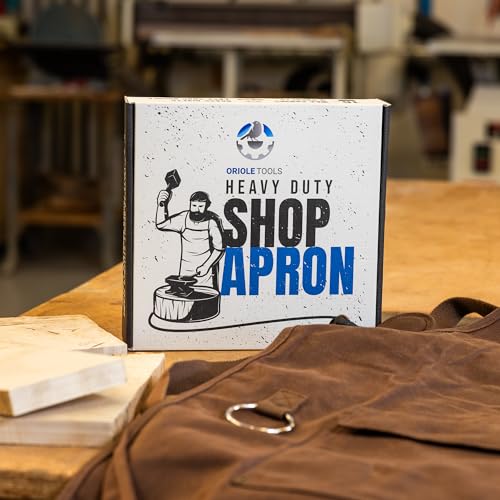 Heavy Duty Shop Apron Woodworking Apron for Sizes M-XXL Water-Resistant 16 Oz Waxed Brown Canvas Oriole Tools