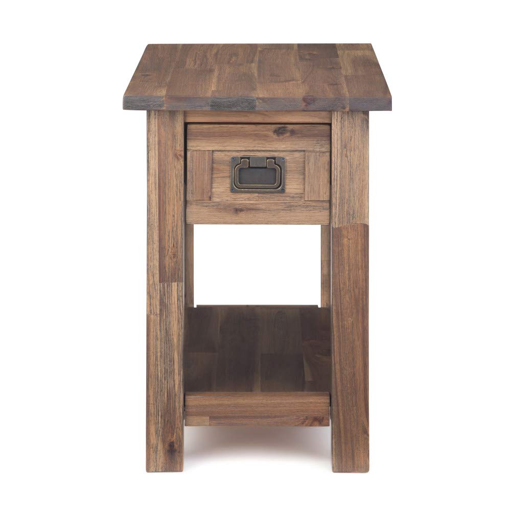 SIMPLIHOME Monroe SOLID ACACIA WOOD 14 Inch Wide Rectangle Rustic Narrow Side Table in Rustic Natural Aged Brown, For the Living Room and Bedroom SIMPLIHOME