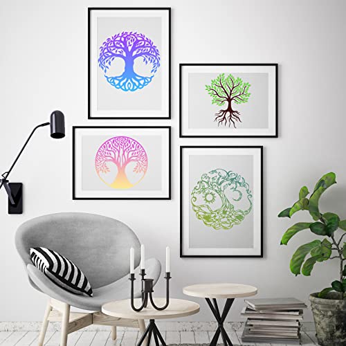 16Pcs 6 x 6 Inch Tree of Life Stencil, Reusable Stencils for Painting on Wood Decoration Painting Templates for Wall Floor DIY Decorations Christmas WSICSE