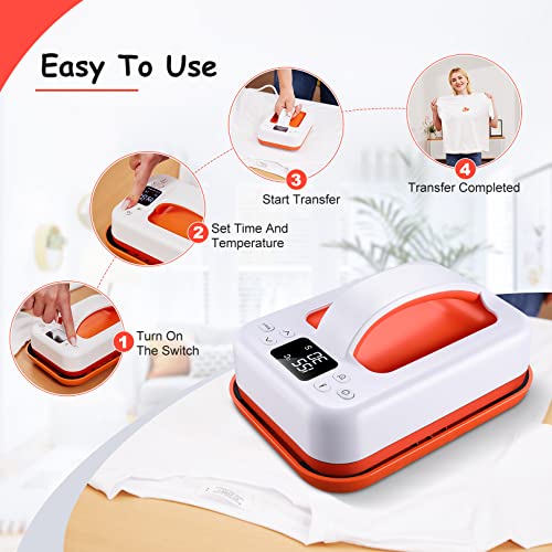 Mini Heat Press Machine - 7" × 5" Portable Heat Press Rapid Even Heat T-Shirts HTV Vinyl Masks Hats Sublimation Heat Transfer Iron with Precise - WoodArtSupply