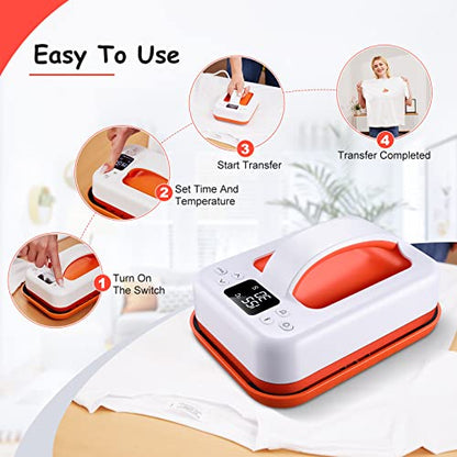 Mini Heat Press Machine - 7" × 5" Portable Heat Press Rapid Even Heat T-Shirts HTV Vinyl Masks Hats Sublimation Heat Transfer Iron with Precise - WoodArtSupply