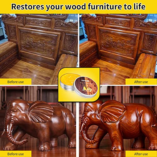 PIPIHUA Beeswax Furniture Polish, Wood Seasoning Beeswax for Furniture Waterproof & Repair Wood Wax to Protect & Care, 1pc Beeswax with Sponge(Lemon) PIPIHUA