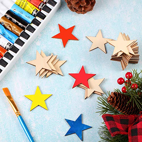 300 Pieces Wooden Stars Shape Unfinished Wood Stars Pieces Blank Wood Pieces Wooden Cutouts Ornaments for Craft Project and Christmas Party Wedding Gejoy