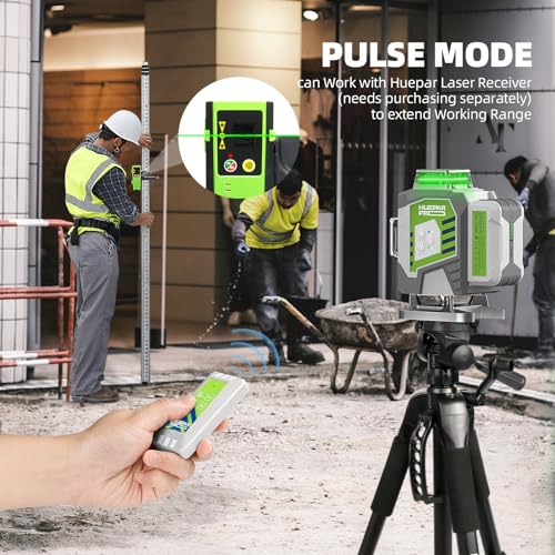 Huepar Pro Laser Level, 16 Lines Self-Leveling 4x360 Green Beam Cross Line Laser Tool, High Accuracy Professional 4D Tiling Floor Laser Level with Huepar Pro