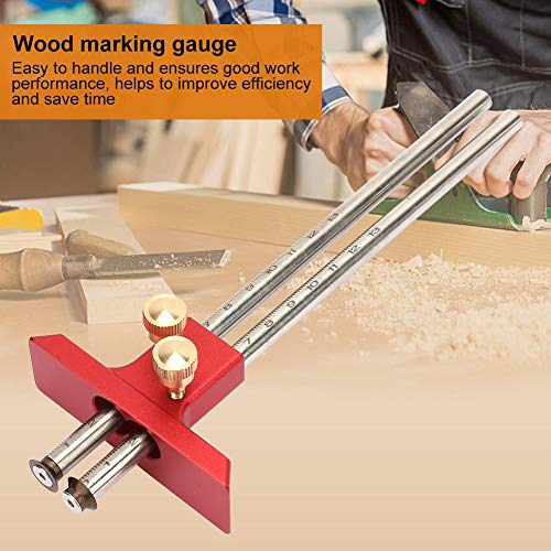 Antilog Wood Marking Gauge, Stainless Steel Woodworking Double Head Scriber Ruler Marking Gauge Wood Scribe Tool Carpentry - WoodArtSupply