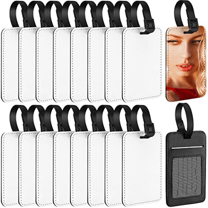 Sublimation Luggage Tags PU Leather Name Tag Blank Suitcase Tags Heat Transfer Bag Tags Business ID Card Holder Travel ID Tags for DIY Travel