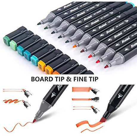 abeier 80 Colors Alcohol Based Markers, Dual Tip Drawing Markers Set, Plus 1 Colorless Blender Pen, Permanent Sketch Animation Markers for Kids, abeier